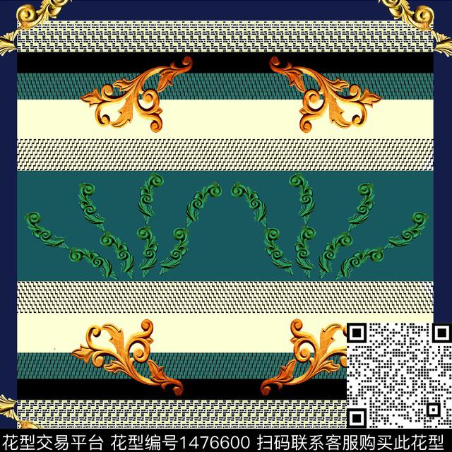 配饰小方巾卷草数码印花华亿平台下载（图片编号: 1476600） - 瓦栏（Walan）