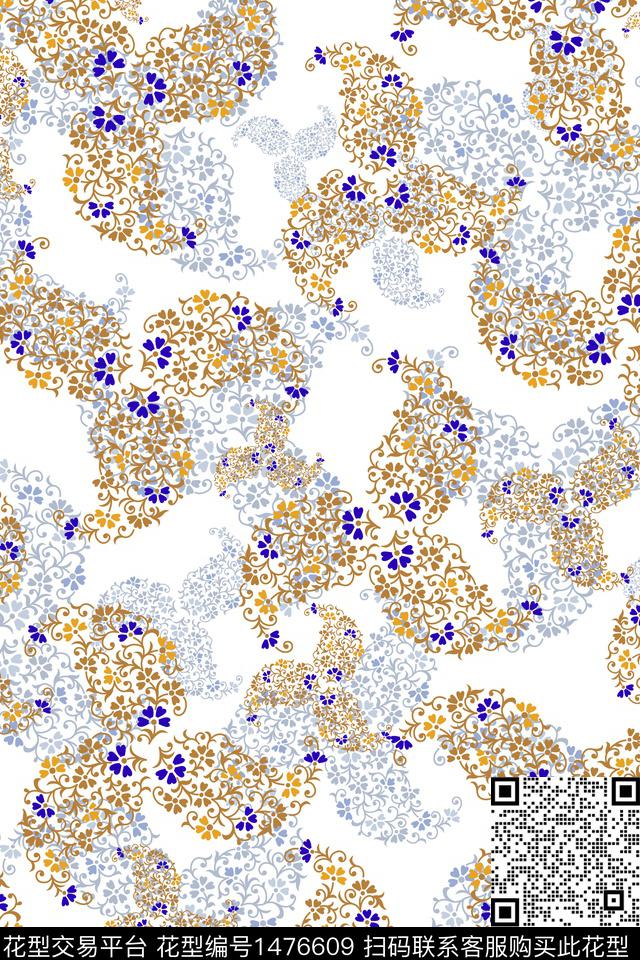 传统纹样佩斯利大牌风数码印花华亿平台下载（图片编号: 1476609） - 瓦栏（Walan）