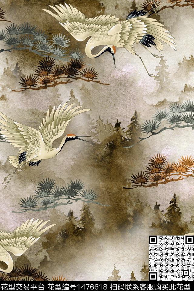 黑底花卉香云纱大牌风数码印花华亿平台下载（图片编号: 1476618） - 瓦栏（Walan）