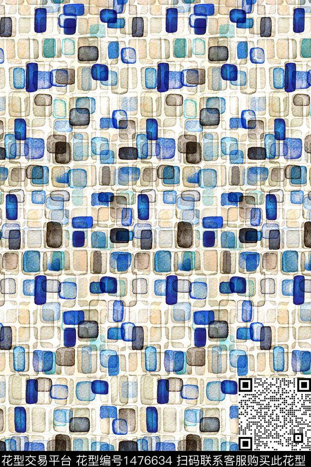 几何小清新真丝数码印花华亿平台下载（图片编号: 1476634） - 瓦栏（Walan）