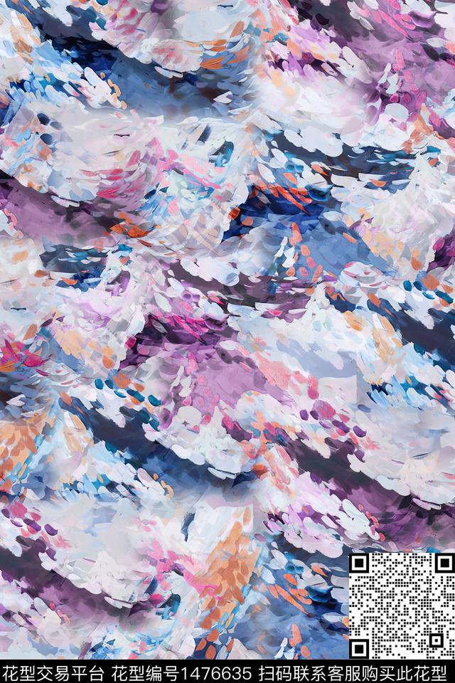 时尚抽象真丝数码印花华亿平台下载（图片编号: 1476635） - 瓦栏（Walan）