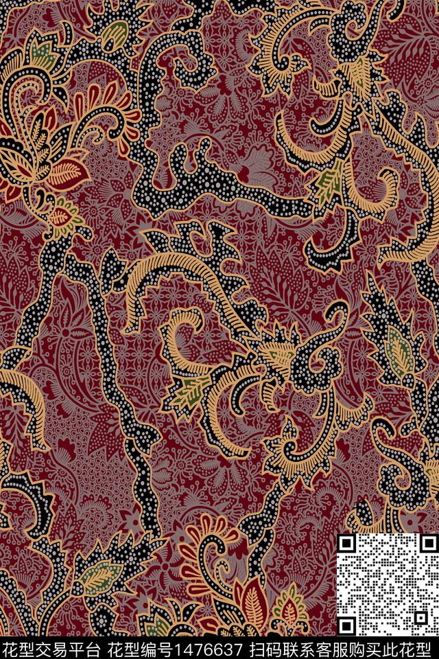 时尚民族风香云纱数码印花华亿平台下载（图片编号: 1476637） - 瓦栏（Walan）