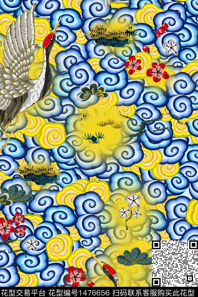花卉香云纱大牌风数码印花华亿平台下载（图片编号: 1476656） - 瓦栏（Walan）