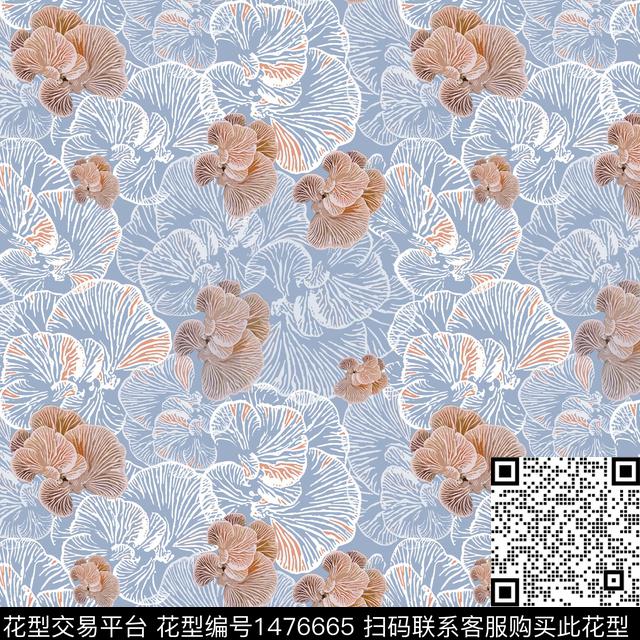 蘑菇小碎花趣味元素传统印花华亿平台下载（图片编号: 1476665） - 瓦栏（Walan）