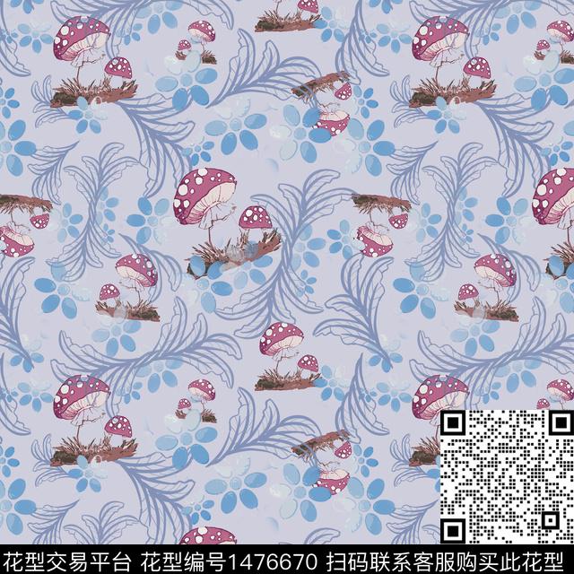 绿植树叶小碎花趣味元素数码印花华亿平台下载（图片编号: 1476670） - 瓦栏（Walan）