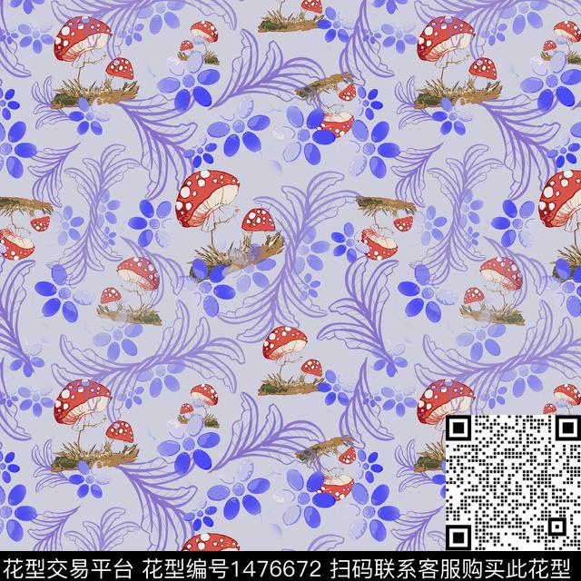 绿植树叶小碎花趣味元素数码印花华亿平台下载（图片编号: 1476672） - 瓦栏（Walan）