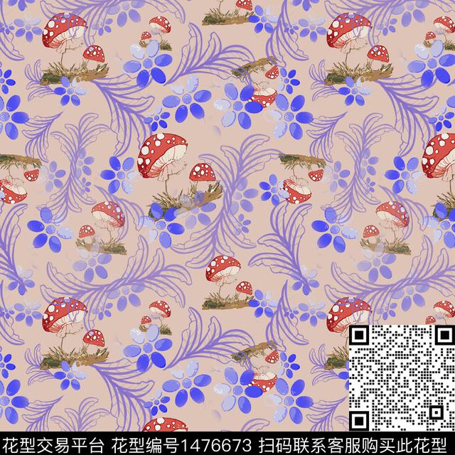 绿植树叶小碎花趣味元素数码印花华亿平台下载（图片编号: 1476673） - 瓦栏（Walan）