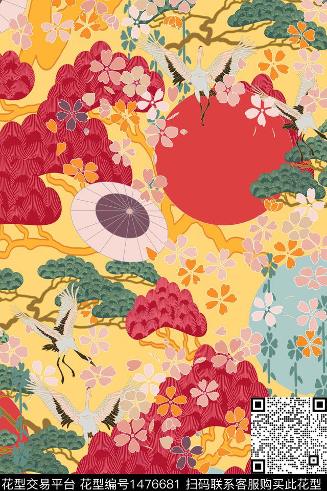 樱花日式风中国风数码印花华亿平台下载（图片编号: 1476681） - 瓦栏（Walan）