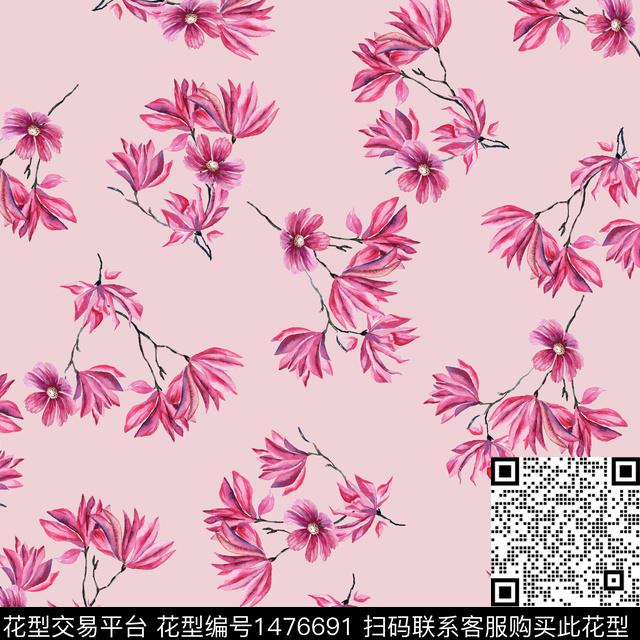 花卉满版散花小碎花数码印花华亿平台下载（图片编号: 1476691） - 瓦栏（Walan）