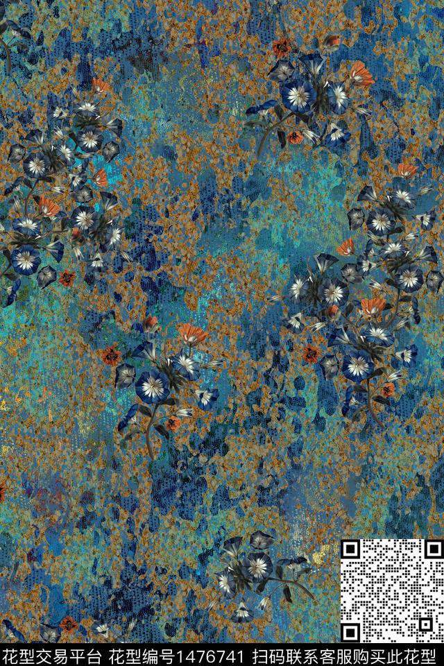 定位花抽象花卉数码定位花数码印花华亿平台下载（图片编号: 1476741） - 瓦栏（Walan）