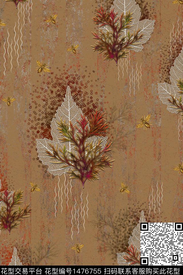 定位花抽象花卉数码定位花数码印花华亿平台下载（图片编号: 1476755） - 瓦栏（Walan）