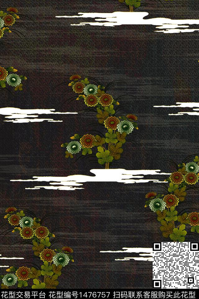 定位花抽象花卉数码定位花数码印花华亿平台下载（图片编号: 1476757） - 瓦栏（Walan）