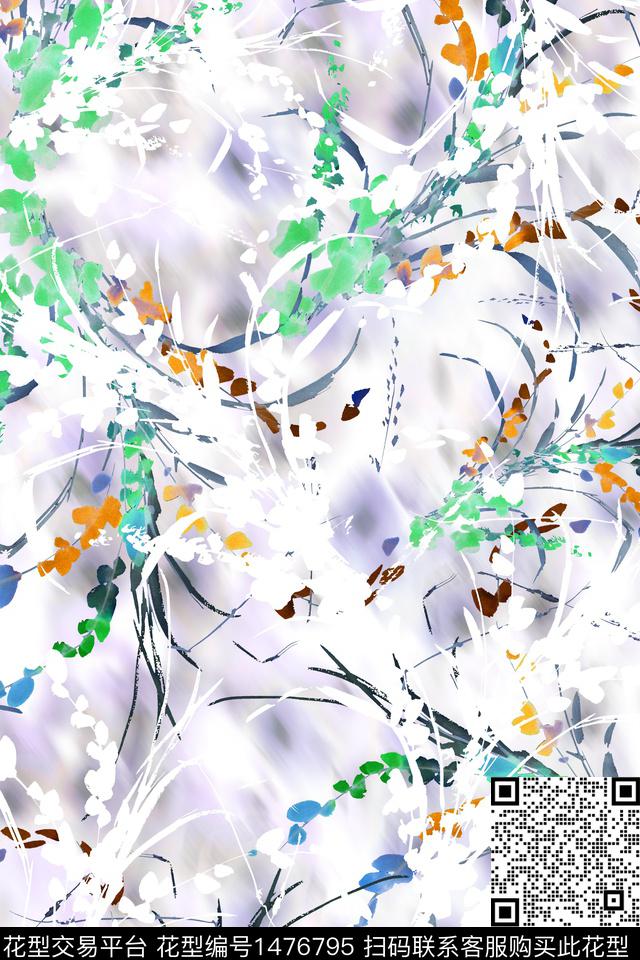 肌理绿植树叶雪纺数码印花华亿平台下载（图片编号: 1476795） - 瓦栏（Walan）