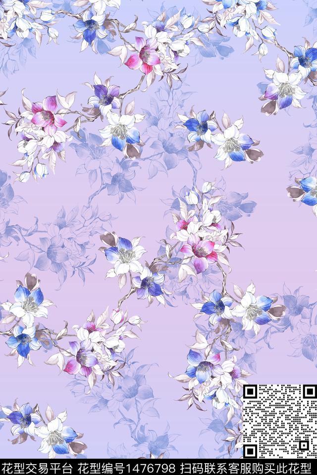 线条肌理绿植树叶数码印花华亿平台下载（图片编号: 1476798） - 瓦栏（Walan）