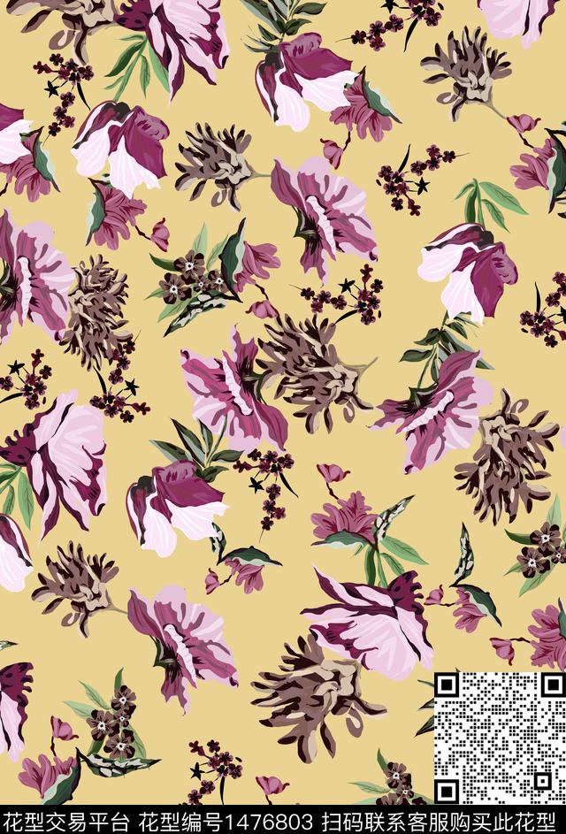 民族花卉彩底花卉花卉传统印花华亿平台下载（图片编号: 1476803） - 瓦栏（Walan）