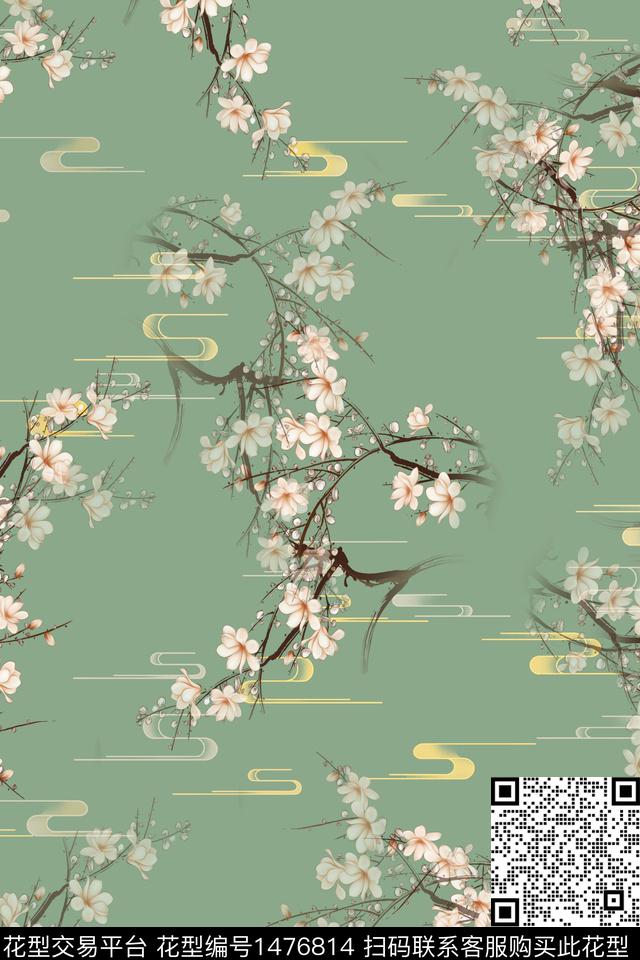 花卉大牌风小清新数码印花华亿平台下载（图片编号: 1476814） - 瓦栏（Walan）
