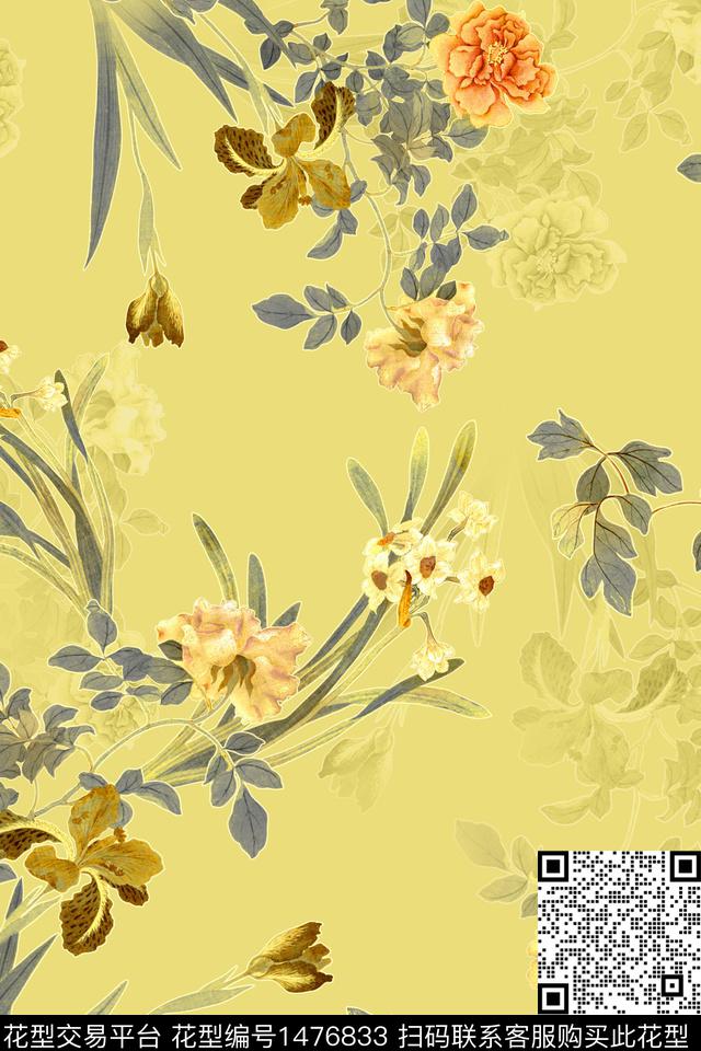 清爽底花卉真丝中老年数码印花华亿平台下载（图片编号: 1476833） - 瓦栏（Walan）