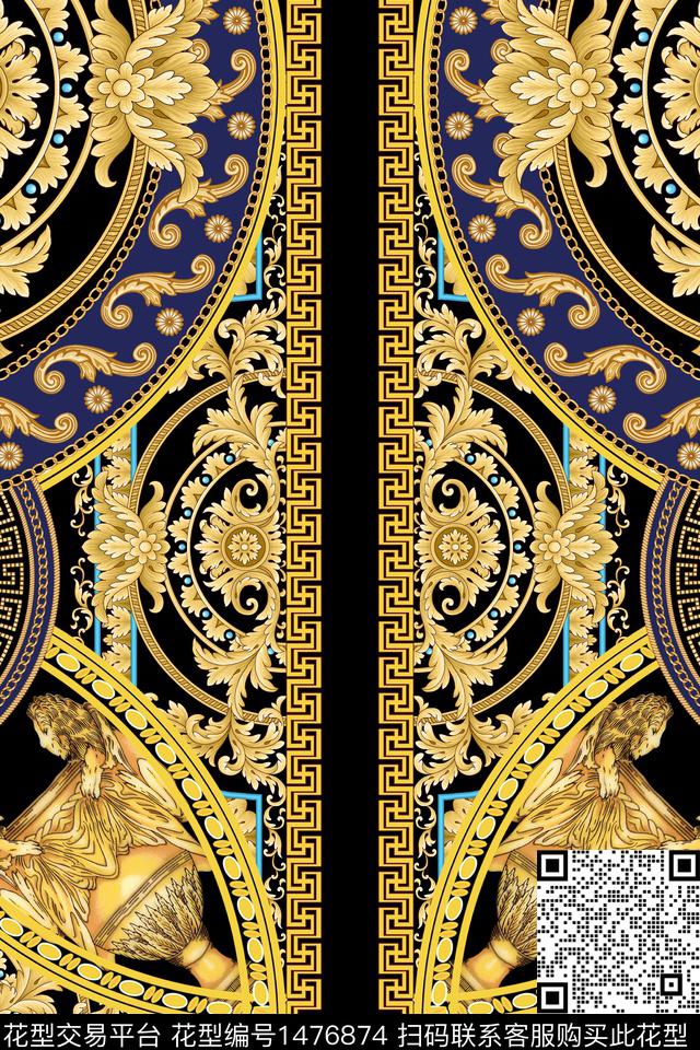 宫廷风男装定位花数码印花华亿平台下载（图片编号: 1476874） - 瓦栏（Walan）