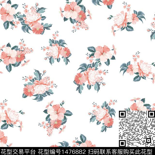 花卉满版散花小碎花数码印花华亿平台下载（图片编号: 1476882） - 瓦栏（Walan）