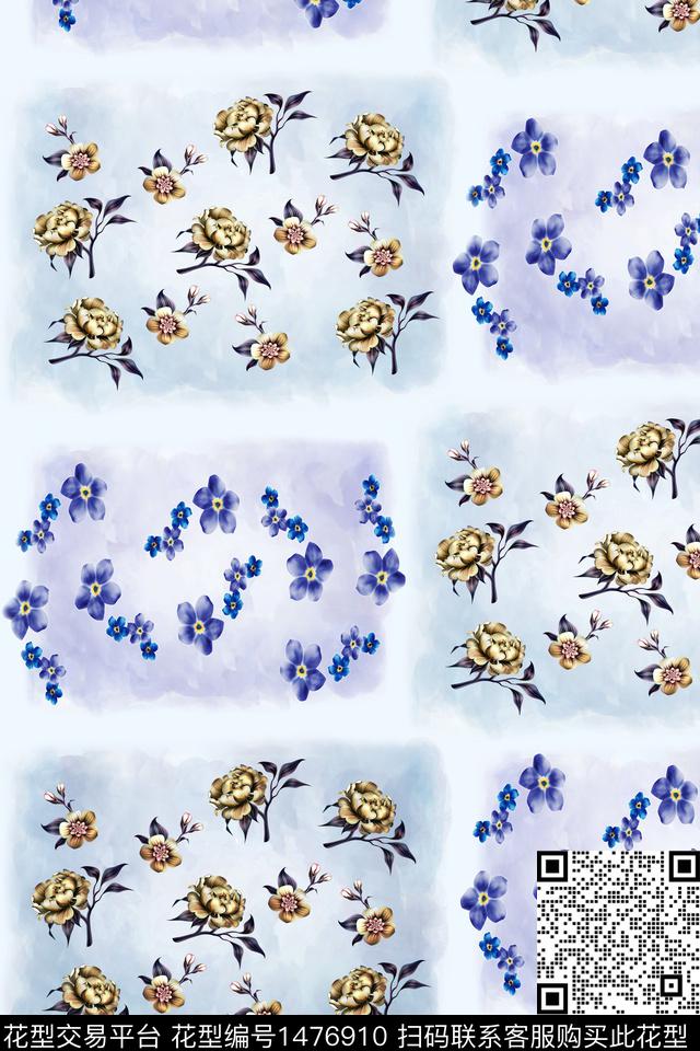 女装小清新朦胧花朵数码印花华亿平台下载（图片编号: 1476910） - 瓦栏（Walan）