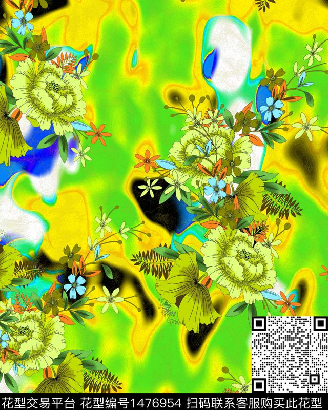 数码华亿平台女装抽象数码印花华亿平台下载（图片编号: 1476954） - 瓦栏（Walan）