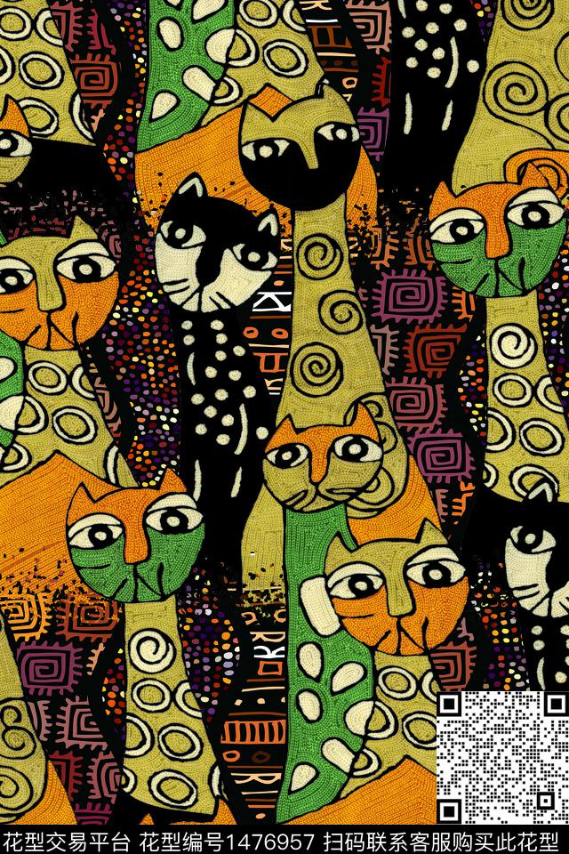 数码华亿平台女装抽象数码印花华亿平台下载（图片编号: 1476957） - 瓦栏（Walan）