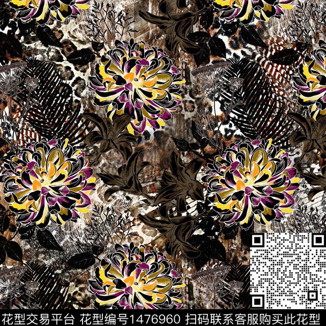 数码华亿平台女装抽象数码印花华亿平台下载（图片编号: 1476960） - 瓦栏（Walan）