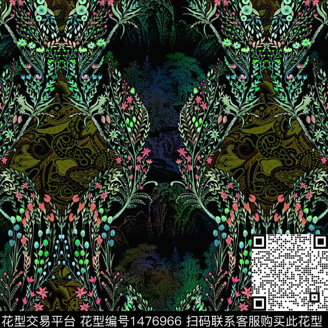 数码华亿平台女装抽象数码印花华亿平台下载（图片编号: 1476966） - 瓦栏（Walan）