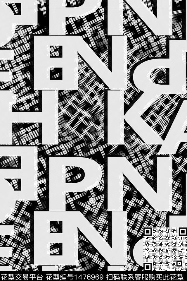 几何字母抽象男装数码印花华亿平台下载（图片编号: 1476969） - 瓦栏（Walan）