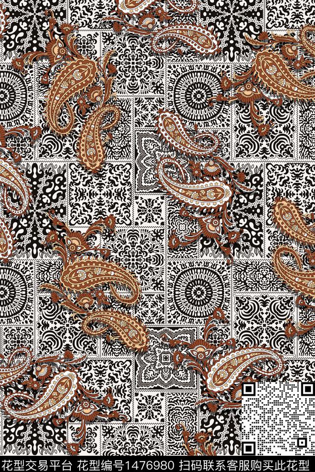 几何民族风佩斯利数码印花华亿平台下载（图片编号: 1476980） - 瓦栏（Walan）