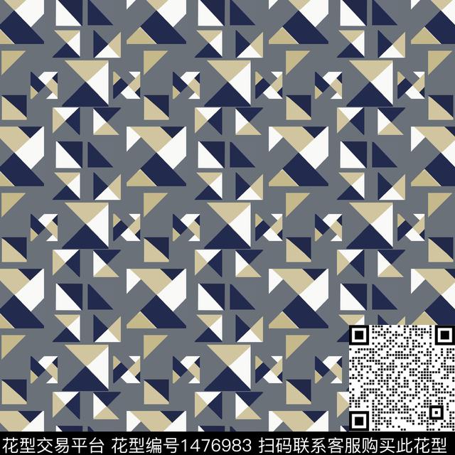几何格子三角形传统印花华亿平台下载（图片编号: 1476983） - 瓦栏（Walan）