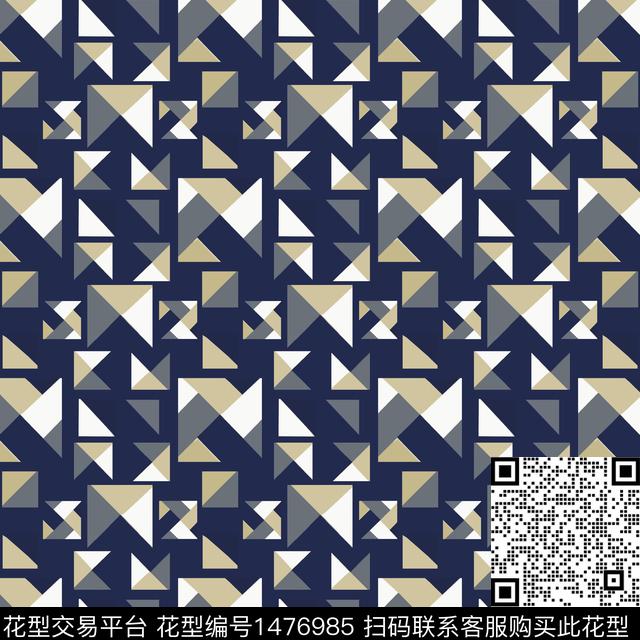 几何格子三角形传统印花华亿平台下载（图片编号: 1476985） - 瓦栏（Walan）