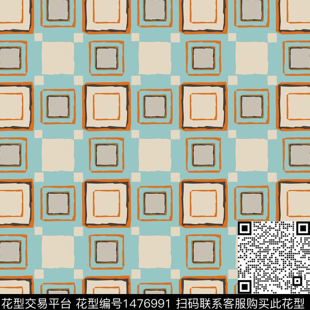 几何格子棋盘格纹传统印花华亿平台下载（图片编号: 1476991） - 瓦栏（Walan）