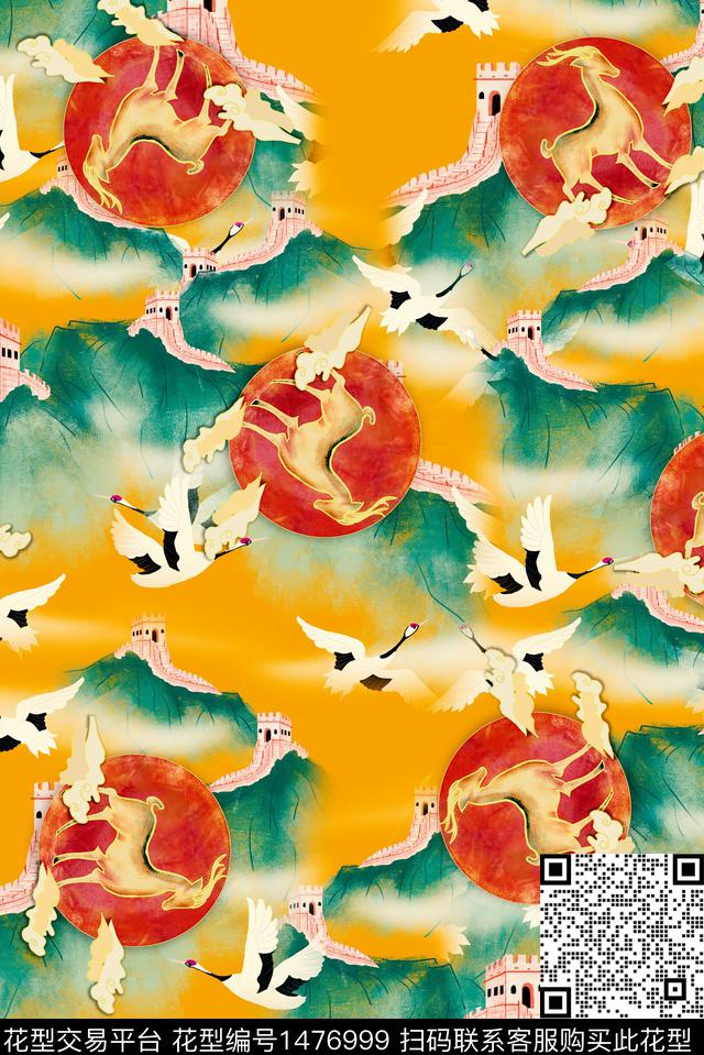 香云纱中老年国潮数码印花华亿平台下载（图片编号: 1476999） - 瓦栏（Walan）