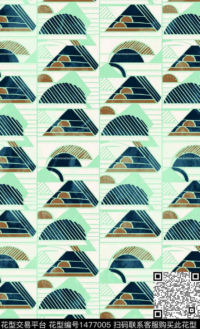 几何格子民族风数码印花华亿平台下载（图片编号: 1477005） - 瓦栏（Walan）