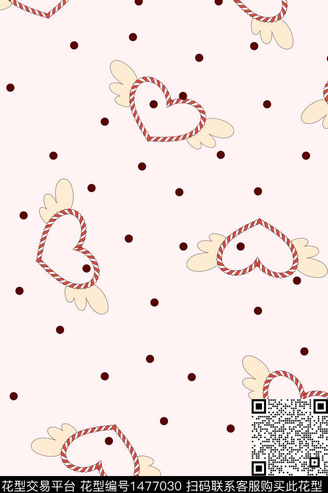 爱心翅膀小清新传统印花华亿平台下载（图片编号: 1477030） - 瓦栏（Walan）
