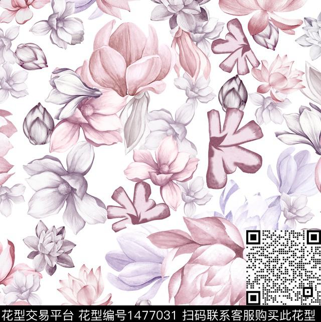 民族花卉彩底花卉花卉传统印花华亿平台下载（图片编号: 1477031） - 瓦栏（Walan）