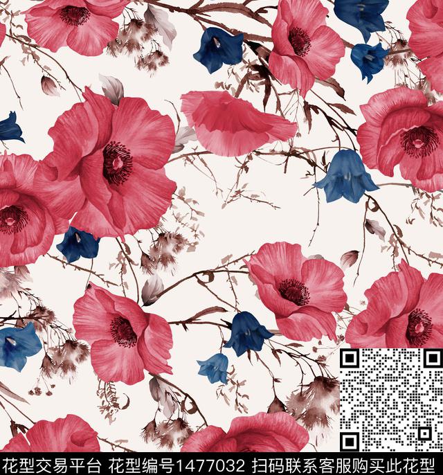 民族花卉彩底花卉花卉传统印花华亿平台下载（图片编号: 1477032） - 瓦栏（Walan）