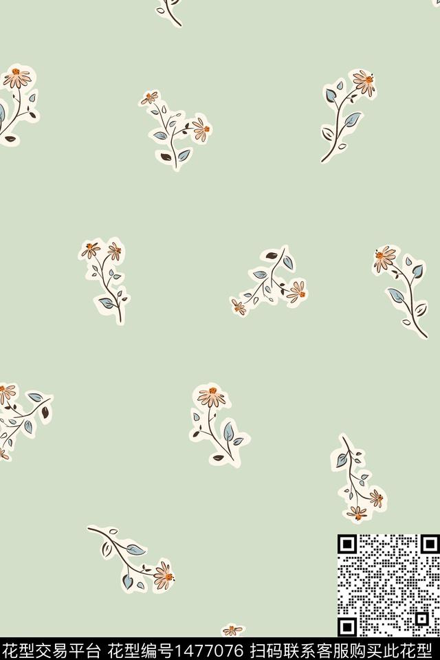 连衣裙文艺绿色传统印花华亿平台下载（图片编号: 1477076） - 瓦栏（Walan）