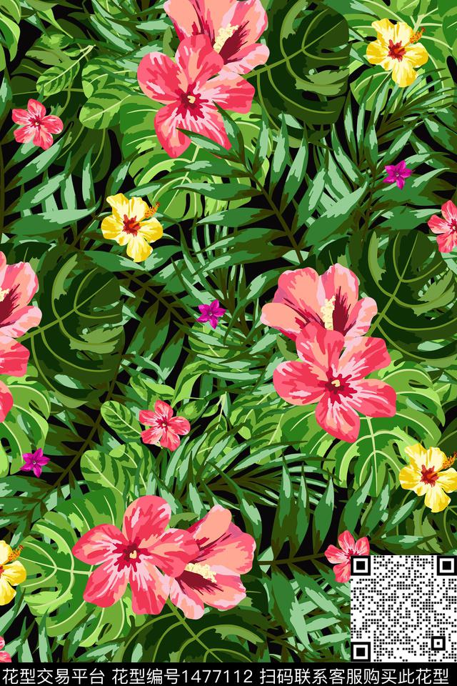 花卉热带华亿平台小碎花数码印花华亿平台下载（图片编号: 1477112） - 瓦栏（Walan）