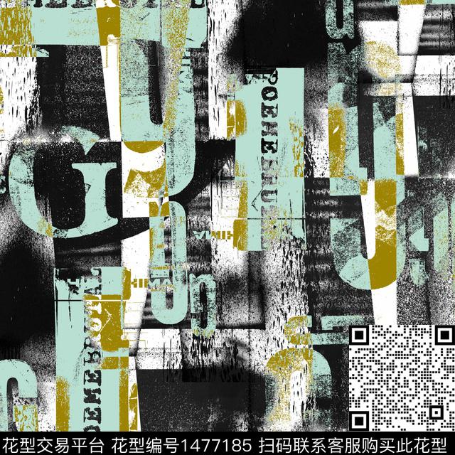 肌理字母笔触数码印花华亿平台下载（图片编号: 1477185） - 瓦栏（Walan）