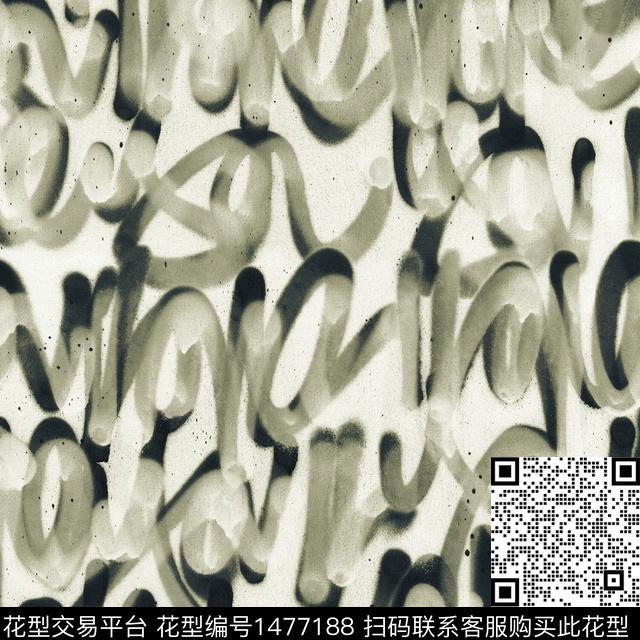 肌理字母笔触数码印花华亿平台下载（图片编号: 1477188） - 瓦栏（Walan）