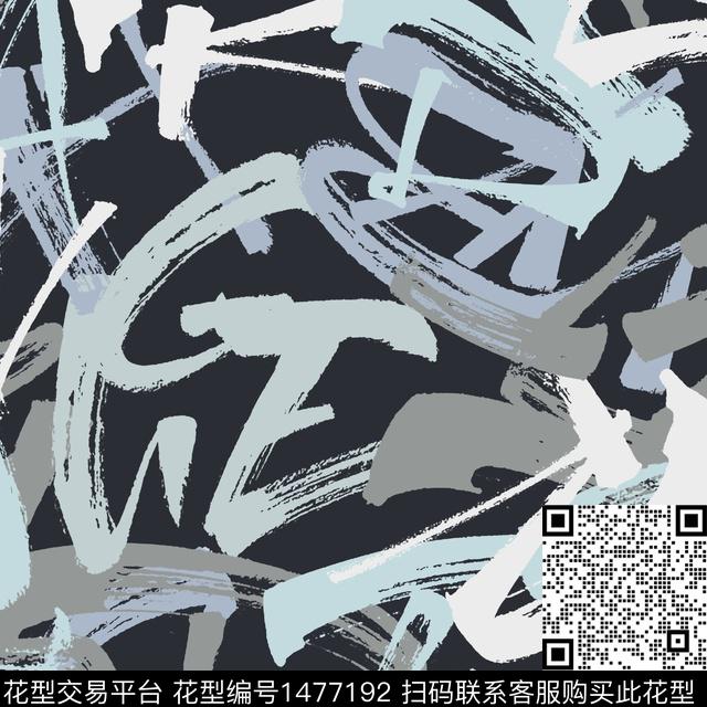 涂鸦字母笔触传统印花华亿平台下载（图片编号: 1477192） - 瓦栏（Walan）