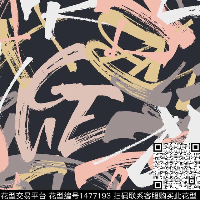 涂鸦字母笔触传统印花华亿平台下载（图片编号: 1477193） - 瓦栏（Walan）