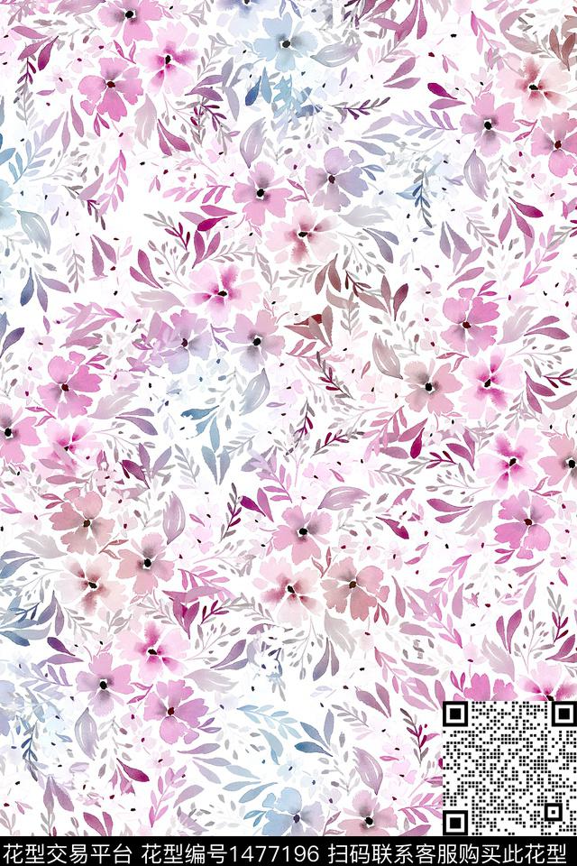 花卉大牌风小清新数码印花华亿平台下载（图片编号: 1477196） - 瓦栏（Walan）