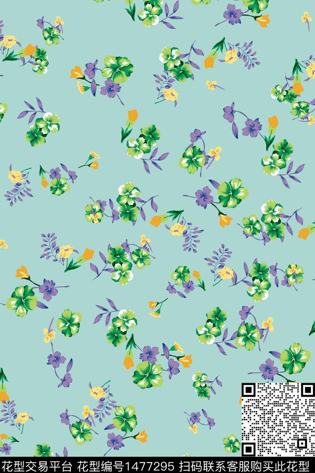 花卉满版散花小碎花数码印花华亿平台下载（图片编号: 1477295） - 瓦栏（Walan）