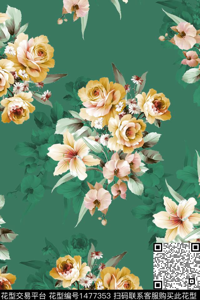 纸印花女装花卉数码印花华亿平台下载（图片编号: 1477353） - 瓦栏（Walan）