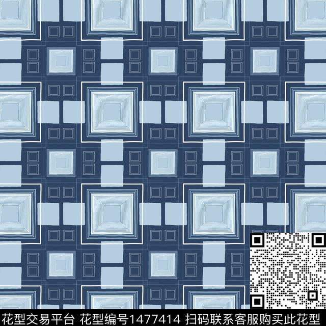 几何格子棋盘格纹传统印花华亿平台下载（图片编号: 1477414） - 瓦栏（Walan）