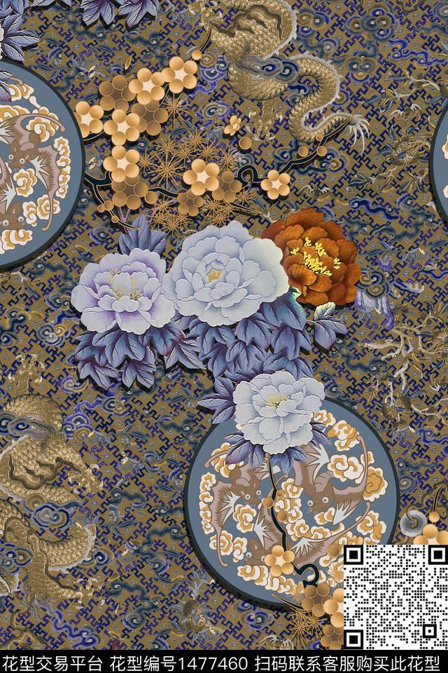 中国风真丝香云纱数码印花华亿平台下载（图片编号: 1477460） - 瓦栏（Walan）