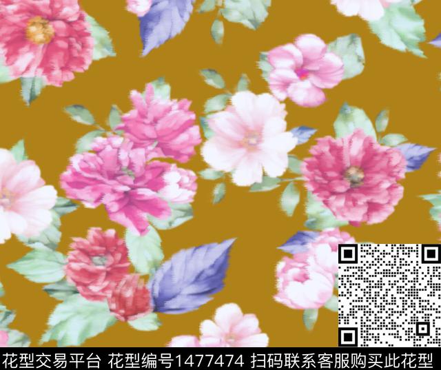 彩底花卉民族花卉花卉传统印花华亿平台下载（图片编号: 1477474） - 瓦栏（Walan）